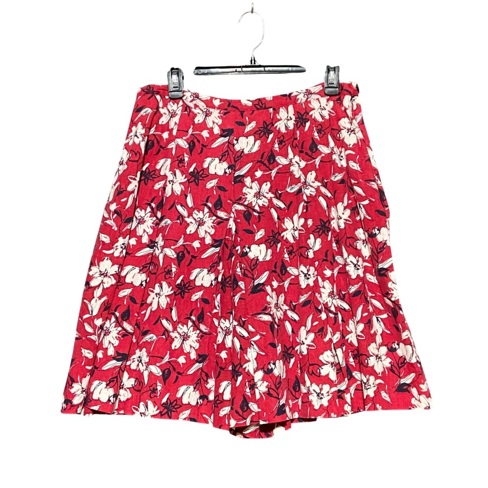 White Stag Vintage Womens Floral Linen Blend Wide Leg Shorts Red White Size 16